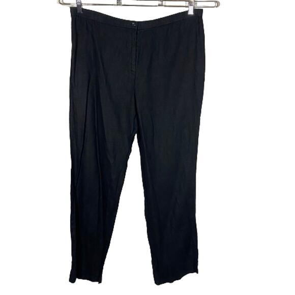 JM Collection 100% Linen Pants Black Tapered Leg Sz 16 Petite - Picture 1 of 6